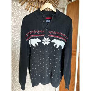 Chaps Christmas Polar Bear Snow Lodge Fair Isle Holiday Knit Sweater